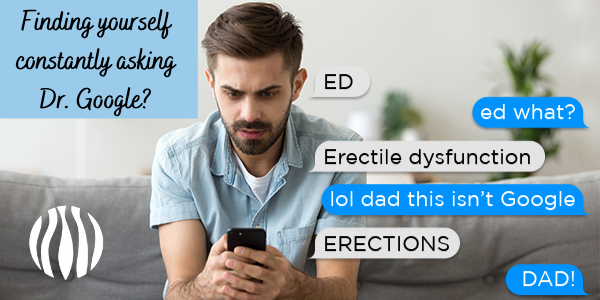Man searching the internet for erectile dysfunction myths and facts
