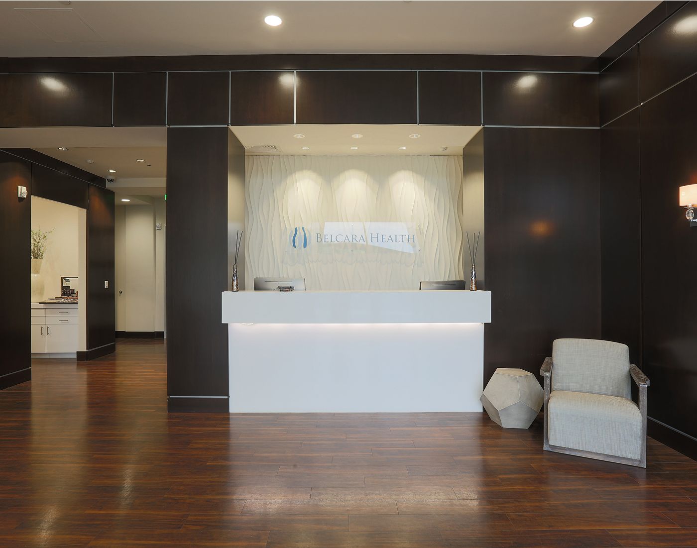 Modern healthcare reception area with welcoming design.